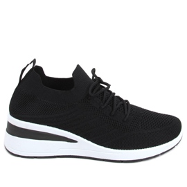 Sock wedge sko Binita Black sort