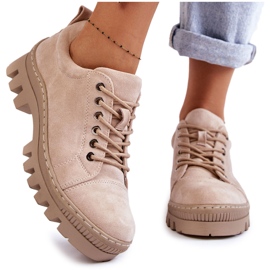 S.Barski Dame ruskind sko bundet beige Mayson