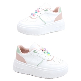 Damesneakers med Lalima Pink perler hvid