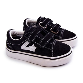 FR1 Klassiske sorte sneakers til børn med velcro Phiris