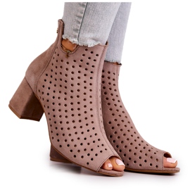 Gennembrudte læderstøvler Maciejka 05420-10 Mørk beige