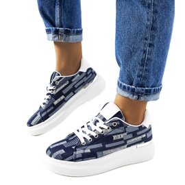 Marineblå sneakers med høj Tara-sål