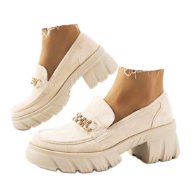 Beige loafers på en tyk Jeri-sål