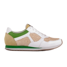 Marco Shoes Sneakers med elementer af raffia og kernelæder hvid