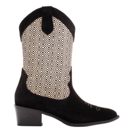Marco Shoes Cowboystøvler i kombination med ruskind og stof sort