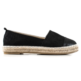 TRENDI Sort Espadrilles med glitter