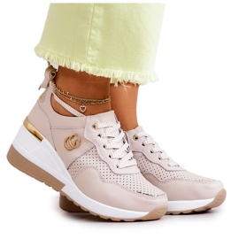 S.Barski Dame læder sportssko sneakers Beige Loissa