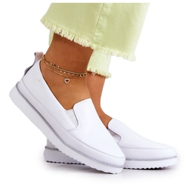 Dame læder sneakers Slip-On S.Barski Hvid