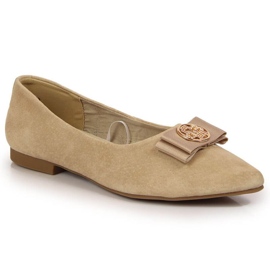 Læderballerinaer med spids Filippo W PAW335B beige