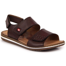 Lædersandaler med velcro Rieker M RKR529 brun