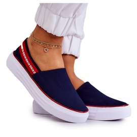 Damesneakers Slip On Big Star JJ276009 Marineblå-Rød