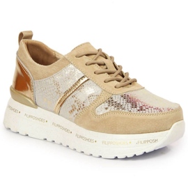 Lædersneakers på platformen Filippo W PAW329 beige