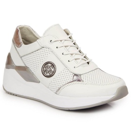 Lædersneakers på kilen Filippo W PAW331B hvid