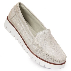 Læder loafers på Filippo W PAW336 platform sølv
