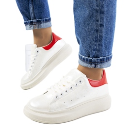 Hvide, perlefarvede Neera sneakers til kvinder rød