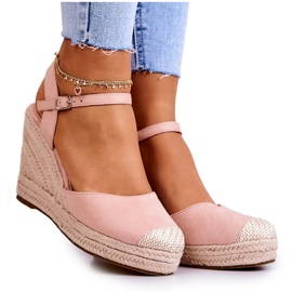 FW1 Espadriller til kvinder på en flettet platform Pink Canillo lyserød
