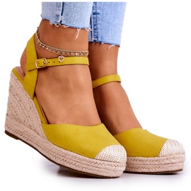 FW1 Espadriller til kvinder på en flettet platform Gul Canillo