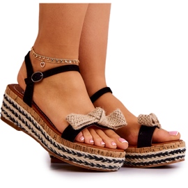 FW1 Espadrillesandaler i ruskind med Torrance sort sløjfe