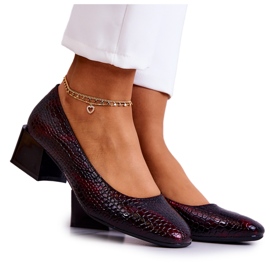 Sergio Leone Læder Snakeskin Pumps Burgundy Mesquite rød