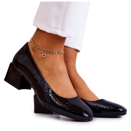 Sergio Leone Læder Snakeskin Pumps Sort Mesquite
