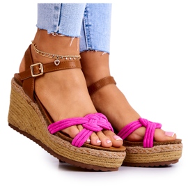 FB2 Moderigtige kilesandaler Fuchsia Roseville lyserød