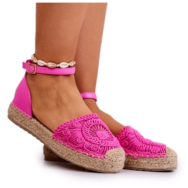 FE1 Espadriller til kvinder på en flettet platform Fuchsia Calise lyserød