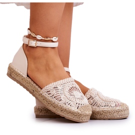 FE1 Espadriller til kvinder på en flettet platform Beige Calise