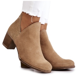 PL5 Dame læderstøvler på hæl Camel Larsa brun