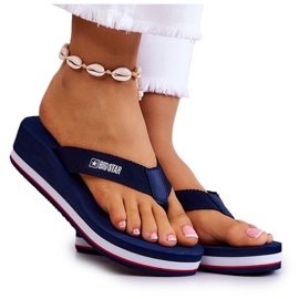 Dameflip-flops på wedge Big Star JJ274A331 Marineblå