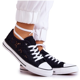 Kvinders sorte Venture-stofsneakers med gennembrudt
