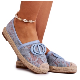 Espadriller med blonder til kvinder med blå sommerdrømmedekoration
