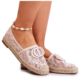 Espadriller med blonder til kvinder med beige sommerdrømmedekoration