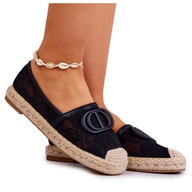 Espadriller med blonder til kvinder med sort sommerdrømmedekoration