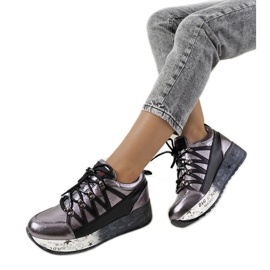 Grå metallic ballard sneakers sølv