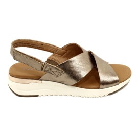 Caprice Taupe metalliske lædersandaler 9-28702-20 341 gylden