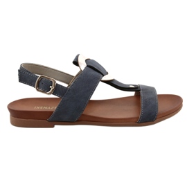 M.Daszyński Kvinders sandaler med en sølv Daszyński Wheel MR1958-10 Navy Blue blå