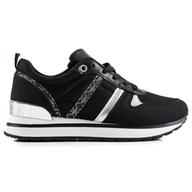 Sweet Shoes Klassiske komfortable sneakers sort sølv