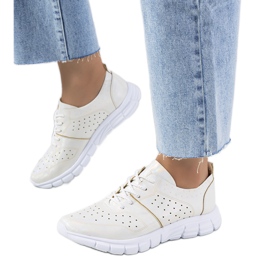 Enid hvide holografiske sneakers beige