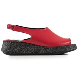 TRENDI Sandaler På Glitter Platformen rød