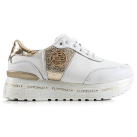 Filippo Moderigtige lædersneakers hvid gylden