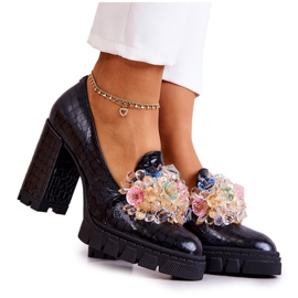 PA2 Elegante pumps med sort Caterine Snakes Ornament