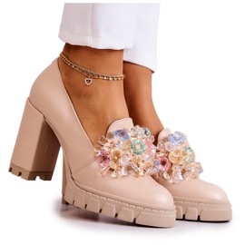 PA2 Elegante pumps med dekoration Almindelig Beige Caterine