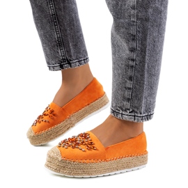Orange espadriller med Leer cubic zirconia