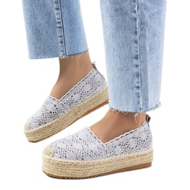 Grå blonde espadriller på Akker platformen