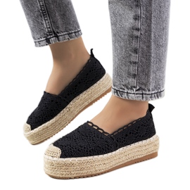 Sorte blonde espadriller på Akker platformen