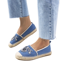 Blå espadriller med blok cubic zirconia