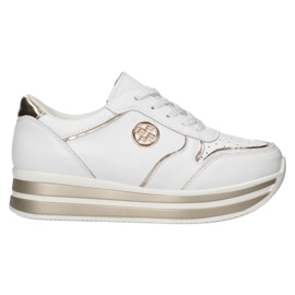 Lædersneakers Filippo DP3682 / 22 WH hvid gylden