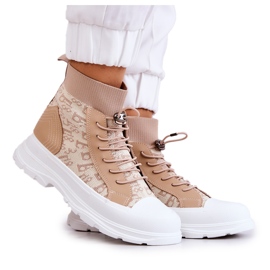FW1 Moderigtige sneakers høj strømpe Beige Collin
