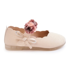 Vinceza Børneballerinaer med velcroblomster Lysbeige Caitlin
