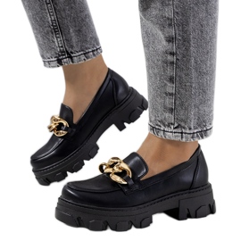 Sorte loafers med Fouzia-kæde